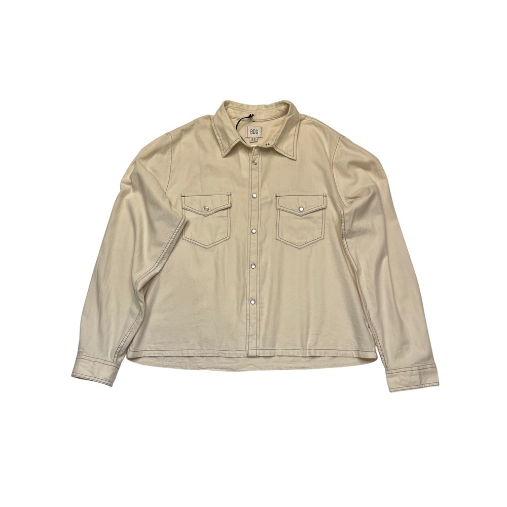 BDG Urban Outfitters Cream 100% Cotton Denim Western Snap Shirt NWT Size M